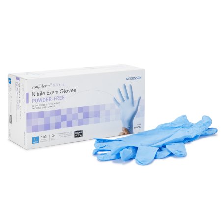 Exam Glove McKesson Confiderm 6.5CX NonSterile Nitrile Extended Cuff Length Textured Fingertips Blue Chemo Tested