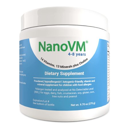 Pediatric Oral Supplement NanoVM 4 - 8 Years Unflavored 275 Gram Jar Powder Vitamins / Minerals Food Allergies