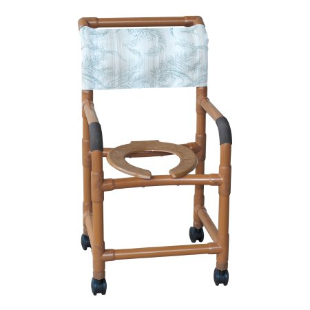 Shower Chair MJM International Fixed Arms PVC Frame Mesh Backrest 18 Inch Seat Width 300 lbs. Weight Capacity