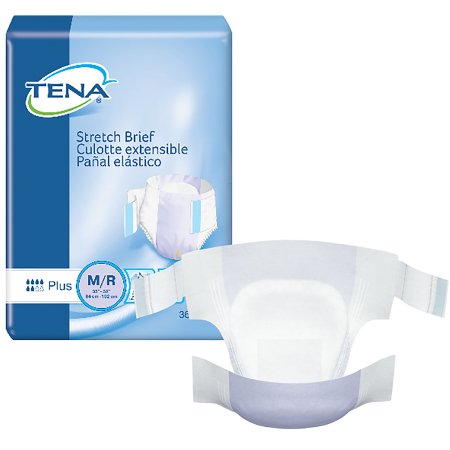 Unisex Adult Incontinence Brief TENA Stretch Plus 2X-Large Disposable Moderate Absorbency