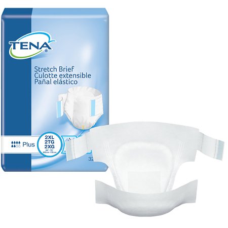Unisex Adult Incontinence Brief TENA Stretch Plus 2X-Large Disposable Moderate Absorbency