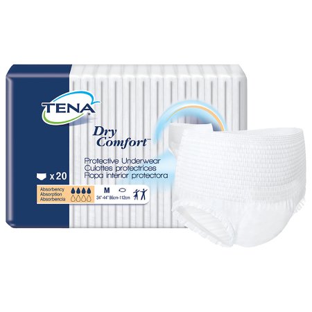 Unisex Adult Absorbent Underwear TENA Dry Comfort Pull On with Tear Away Seams Medium Disposable Moderate Absorbency