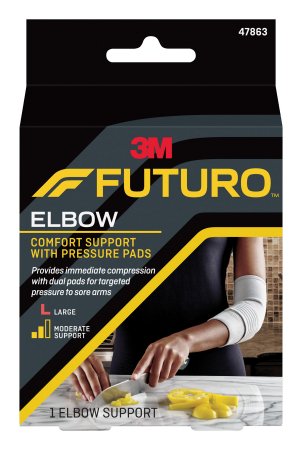 Elbow Support with Pressure Pads 3M Futuro Medium Pull-On / Hook and Loop Strap Closure Sleeve Left or Right Elbow