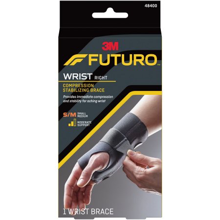Wrist Brace Futuro Compression Stabilizing Low Profile Aluminum / Nylon / Polyester / Polyethylene / Spandex / Silicone Right Hand Black Large / X-Large