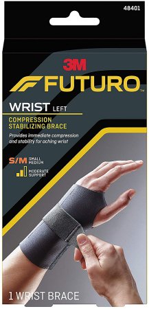 Wrist Brace Futuro Compression Stabilizing Low Profile Aluminum / Nylon / Polyester / Polyethylene / Spandex / Silicone Right Hand Black Large / X-Large