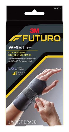 Wrist Brace Futuro Compression Stabilizing Low Profile Aluminum / Nylon / Polyester / Polyethylene / Spandex / Silicone Right Hand Black Large / X-Large