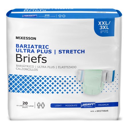 Unisex Adult Incontinence Brief McKesson Ultra Plus Stretch Medium Disposable Heavy Absorbency