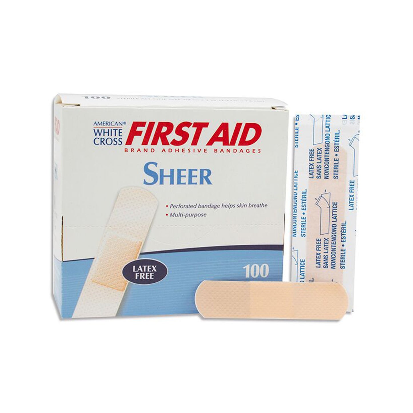 American White Cross First Aid Plastic Tan Adhesive Strip 3/4 x 3 Inch Sterile