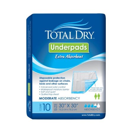 Disposable Underpad TotalDry 30 X 36 Inch Fluff / Polymer Heavy Absorbency