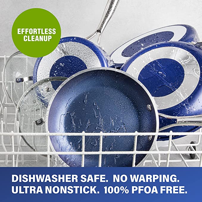 Granitestone Blue Frying Pan Ultra Durable Mineral and Diamond Triple Coated