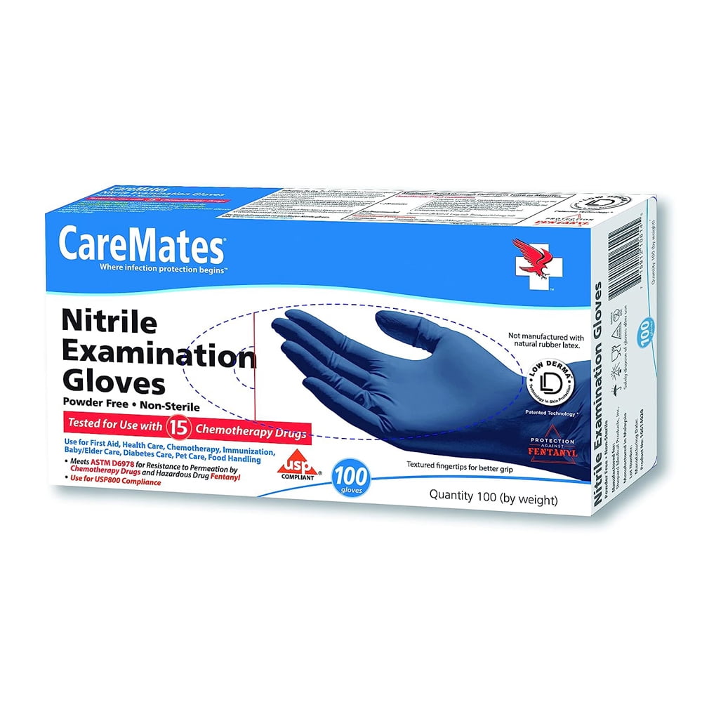 CareMates Nitrile Powder-Free Examination Gloves – Medium