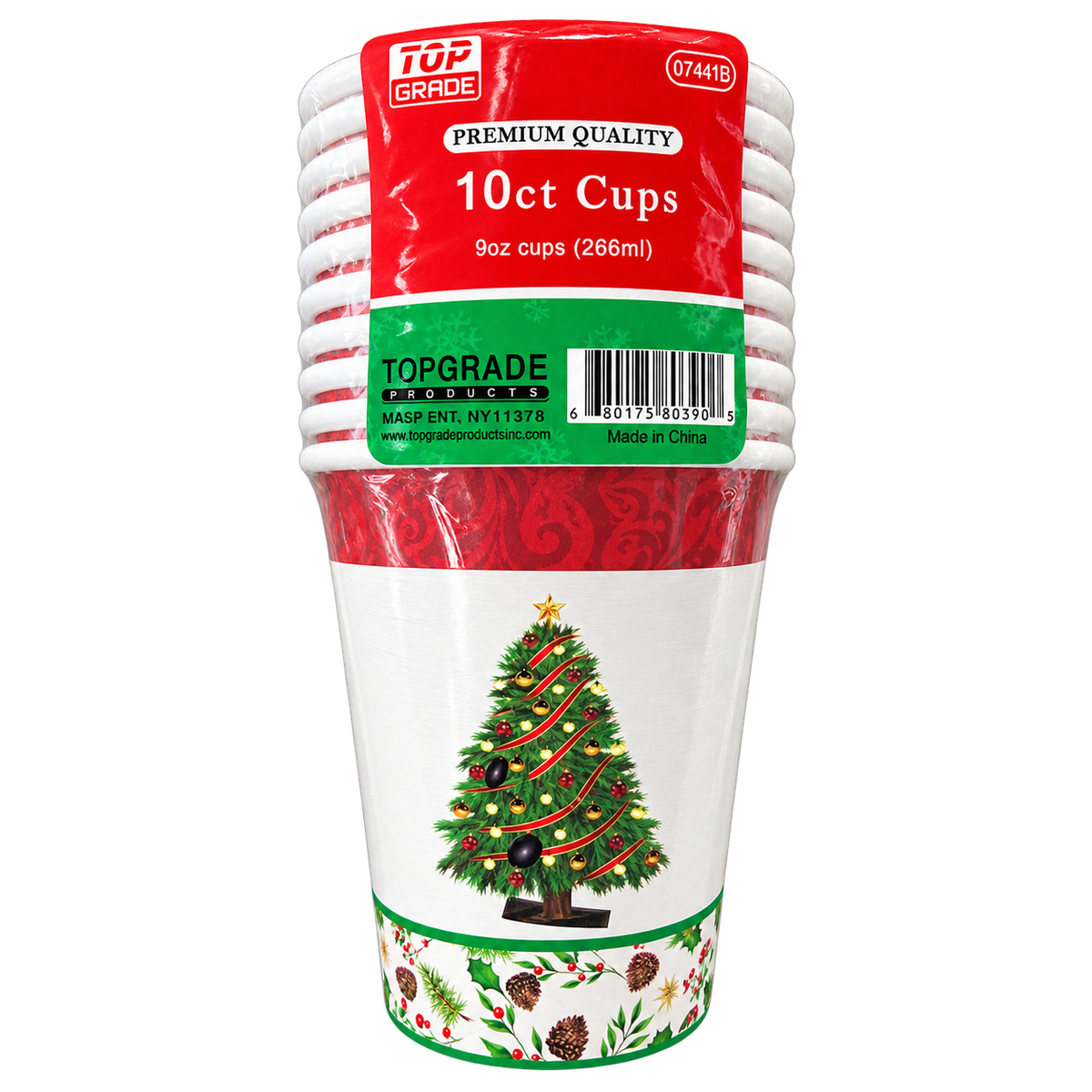 Topgrade Christmas Paper Cups 9 oz Pack of 10