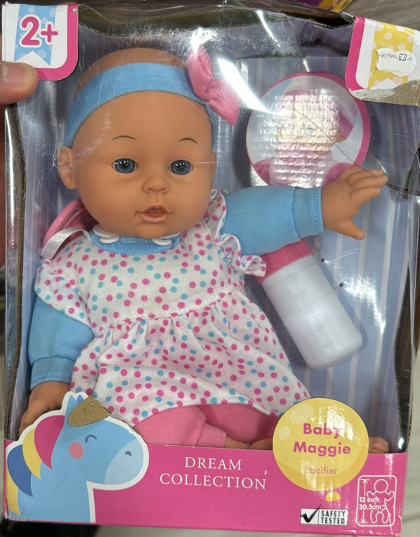 Dream Collection Baby Maggie Doll – 12-Inch Baby Doll with Polka Dot Outfit & Accessories