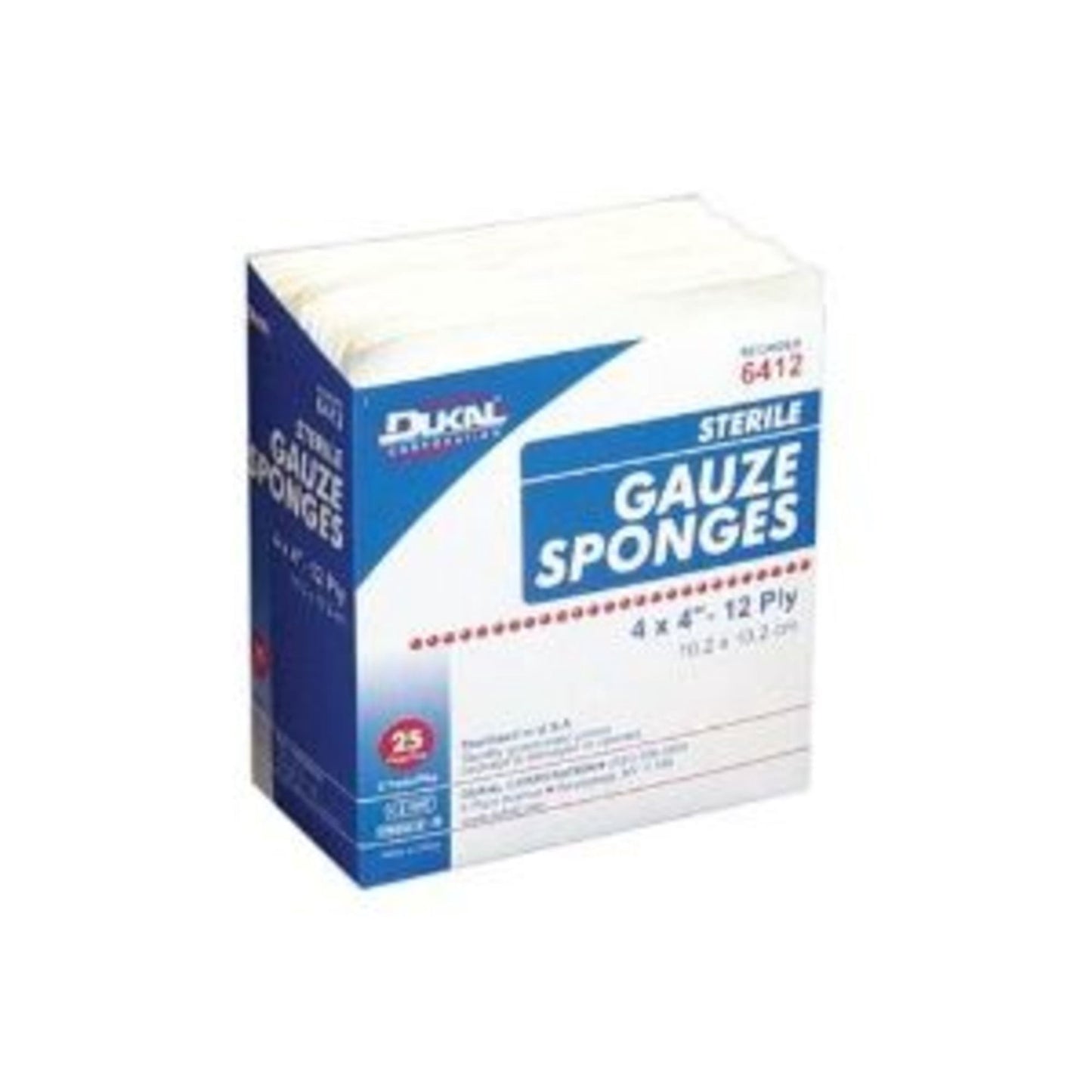 Dukal Sterile Gauze Sponge 4 x 4 Inch 12-Ply Cotton 2 per Pack