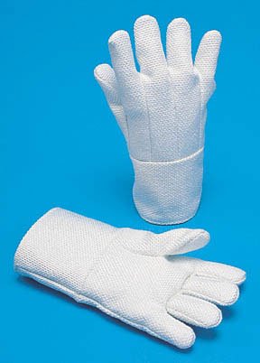 Heat Resistant Glove Steel Grip One Size Fits Most Glass Cloth / Wool White 14 Inch Gauntlet Cuff NonSterile