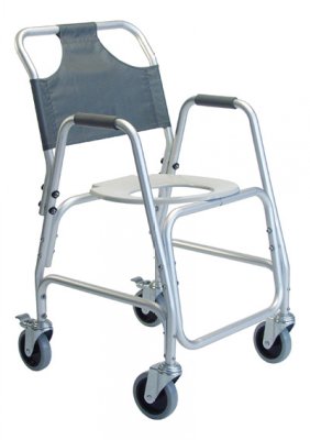 Commode / Shower Chair Lumex Padded Fixed Arms Aluminum Frame Removable Backrest 14 Inch Seat Width 250 lbs. Weight Capacity