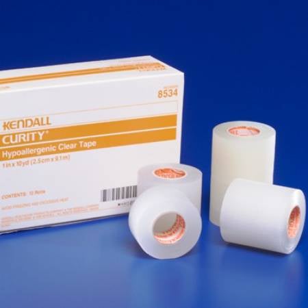 Kendall Hypoallergenic Clear Medical Tape 1/2 Inch x 10 Yard Transparent Plastic