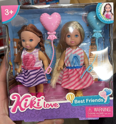 Kiki Love Best Friends Doll Set – Blonde & Brunette Dolls with Heart Balloons