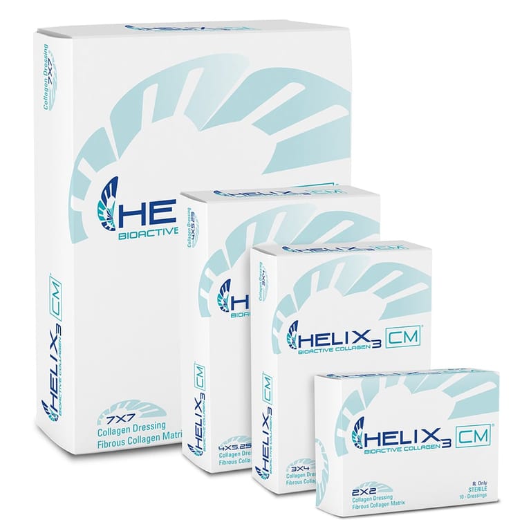 Helix3 Collagen Wound Dressing 2 x 2 Inch Sterile Bovine Collagen Matrix