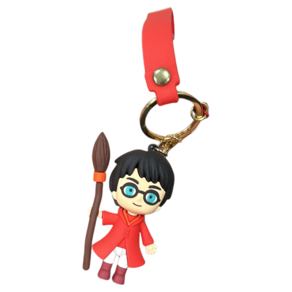 Harry Potter Themed Harry in Red Cloak Keychain with Wand – Cute Character Keyring