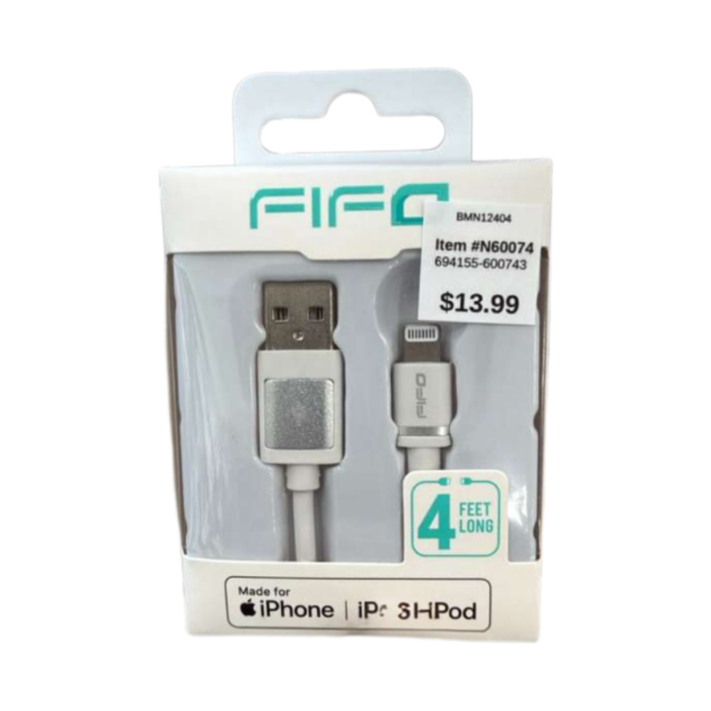 FIFO USB-A to Lightning Cable – 4 ft Charge & Sync