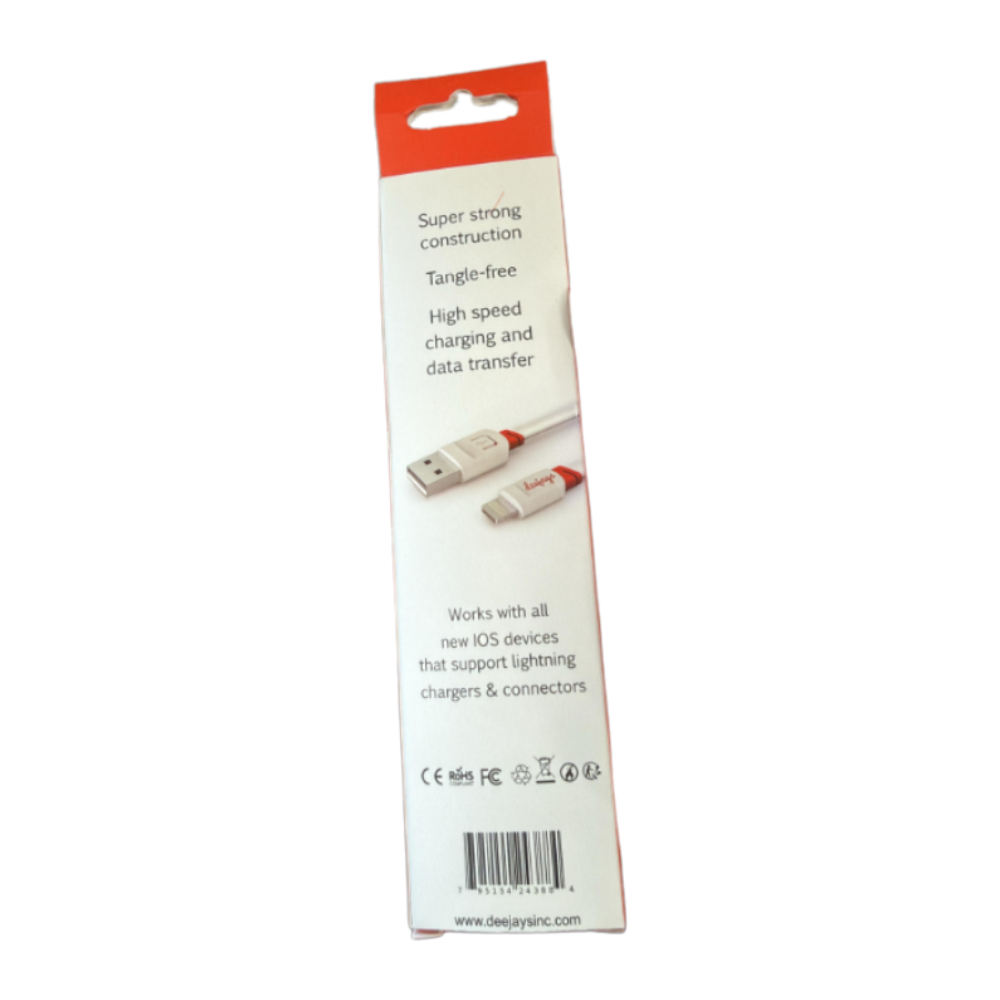 Deejays Lightning to USB Cable – Charge & Sync, 3 Ft (Model D1)