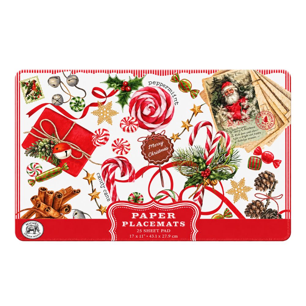 Michel Design Works Peppermint Paper Placemats 17 x 11 Inch, 25 Sheets