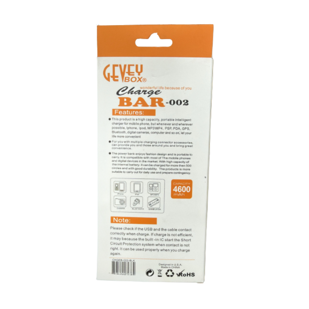 GEVEY BOX Charge Bar 002 – 4600mAh Portable Power Bank