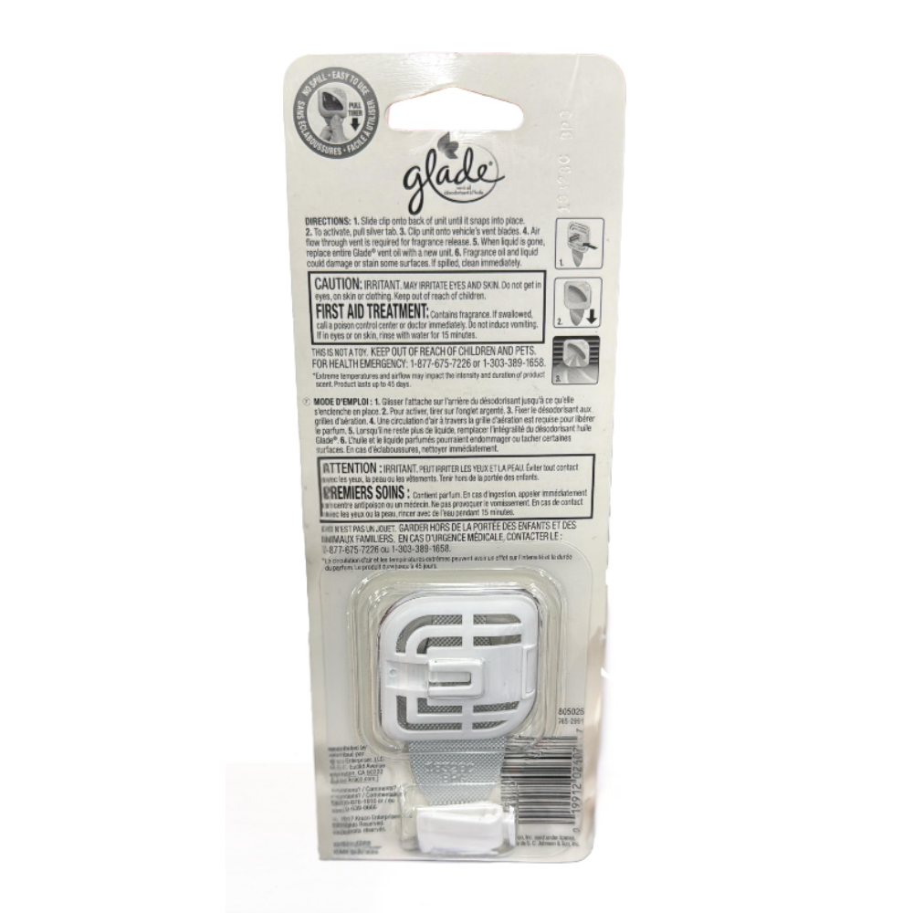 Glade Vent Oil Car Air Freshener – Clean Linen Scent, Blue