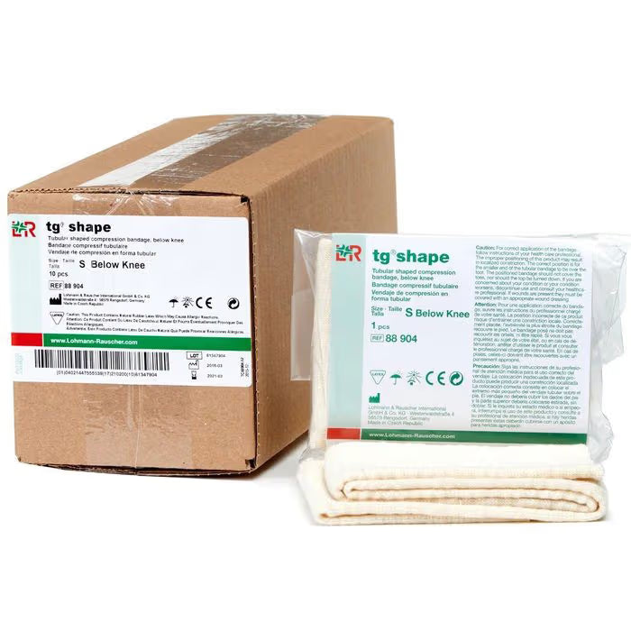 tg shape Elastic Tubular Support Bandage Small Below Knee 12-1/2 to 14-1/4 Inch Circumference Standard Compression