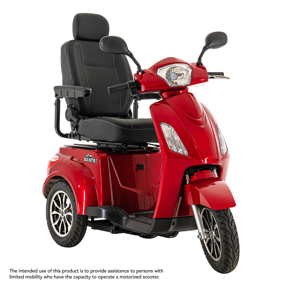 Baja Raptor 2 3-Wheel Outdoor Mobility Scooter – 400 lbs Capacity, 14 MPH Speed, Full Suspension, LED Lighting, Lockable Underseat Storage