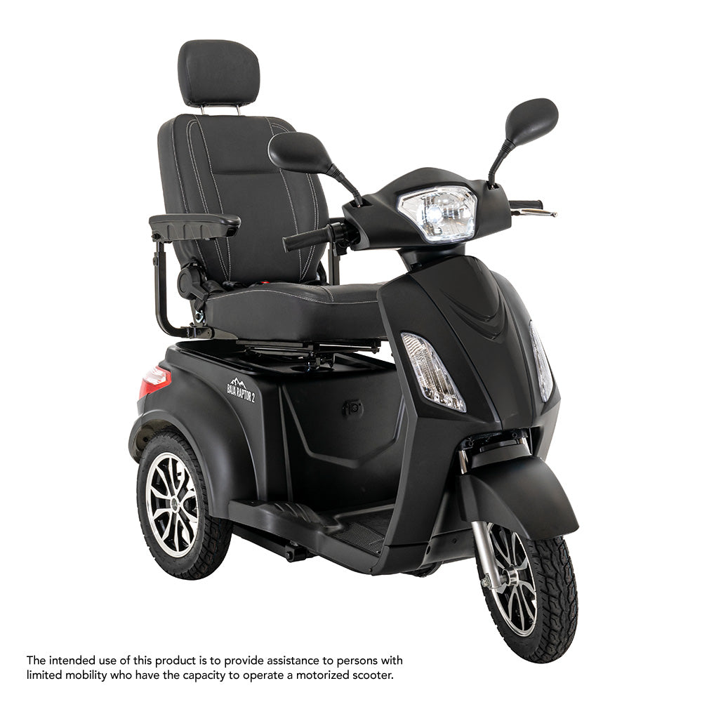 Baja Raptor 2 3-Wheel Outdoor Mobility Scooter – 400 lbs Capacity, 14 MPH Speed, Full Suspension, LED Lighting, Lockable Underseat Storage