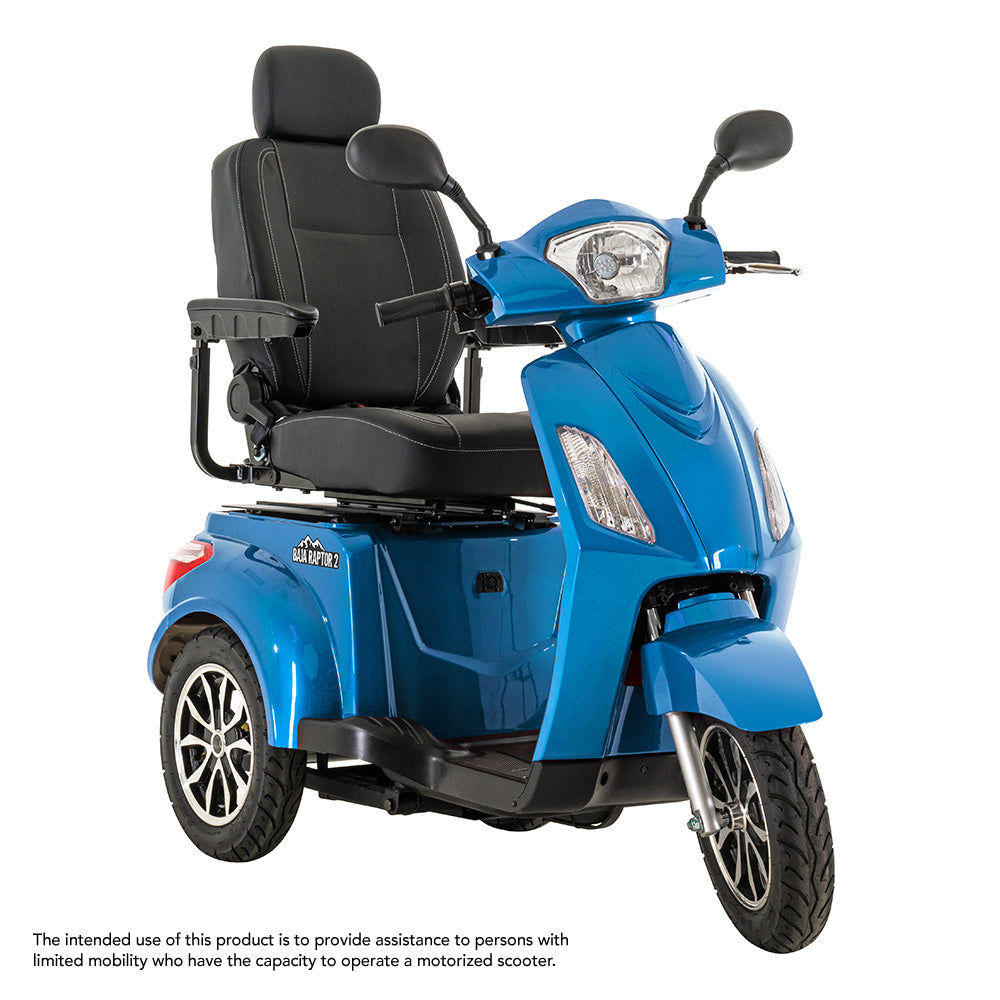 Baja Raptor 2 3-Wheel Outdoor Mobility Scooter – 400 lbs Capacity, 14 MPH Speed, Full Suspension, LED Lighting, Lockable Underseat Storage