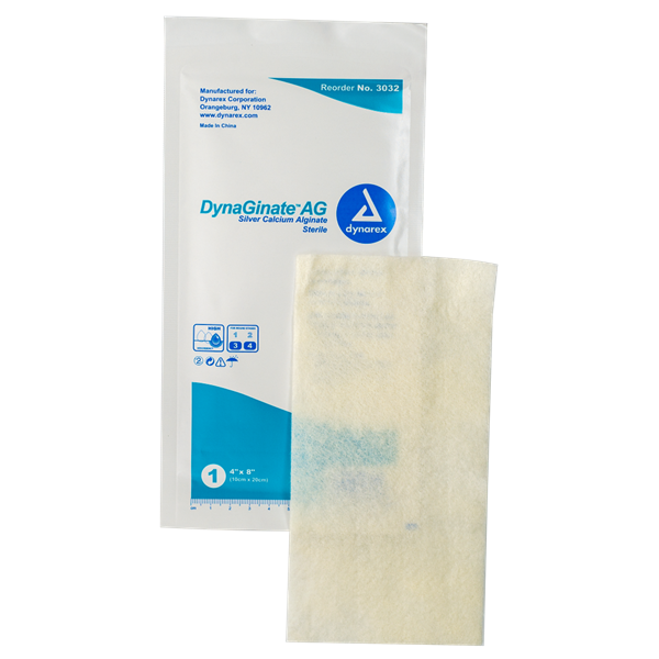 DynaGinate AG Silver Alginate Dressing 4 x 8 Inch Sterile Non-Adhesive Wound Dressing