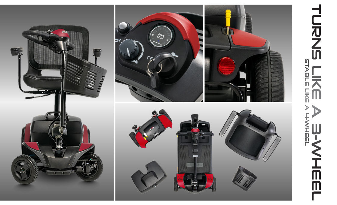 Go Go Elite Traveller 2 4-Wheel Scooter – EZ Turn Technology for 3-Wheel Maneuverability with 4-Wheel Stability with 18AH Battery