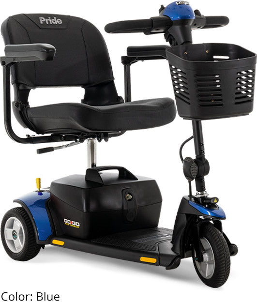 Go Go Elite Traveller 3-Wheel Scooter – Easy Disassembly, Convenient Storage Basket, Stable and Maneuverable with 12AH Battery