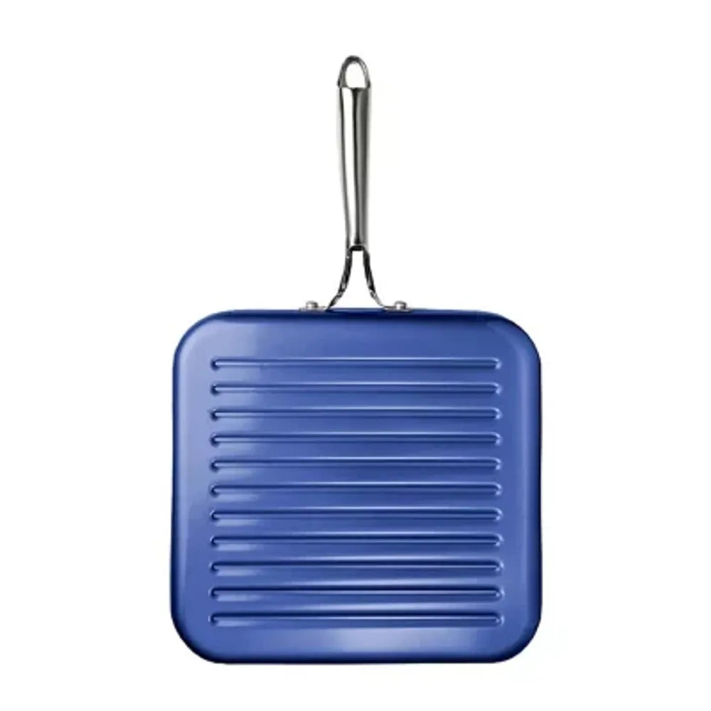 Granitestone Diamond Blue 10.5’’ Nonstick Grill Pan With Ridges Healthy Cooking, Effortless Cleanup