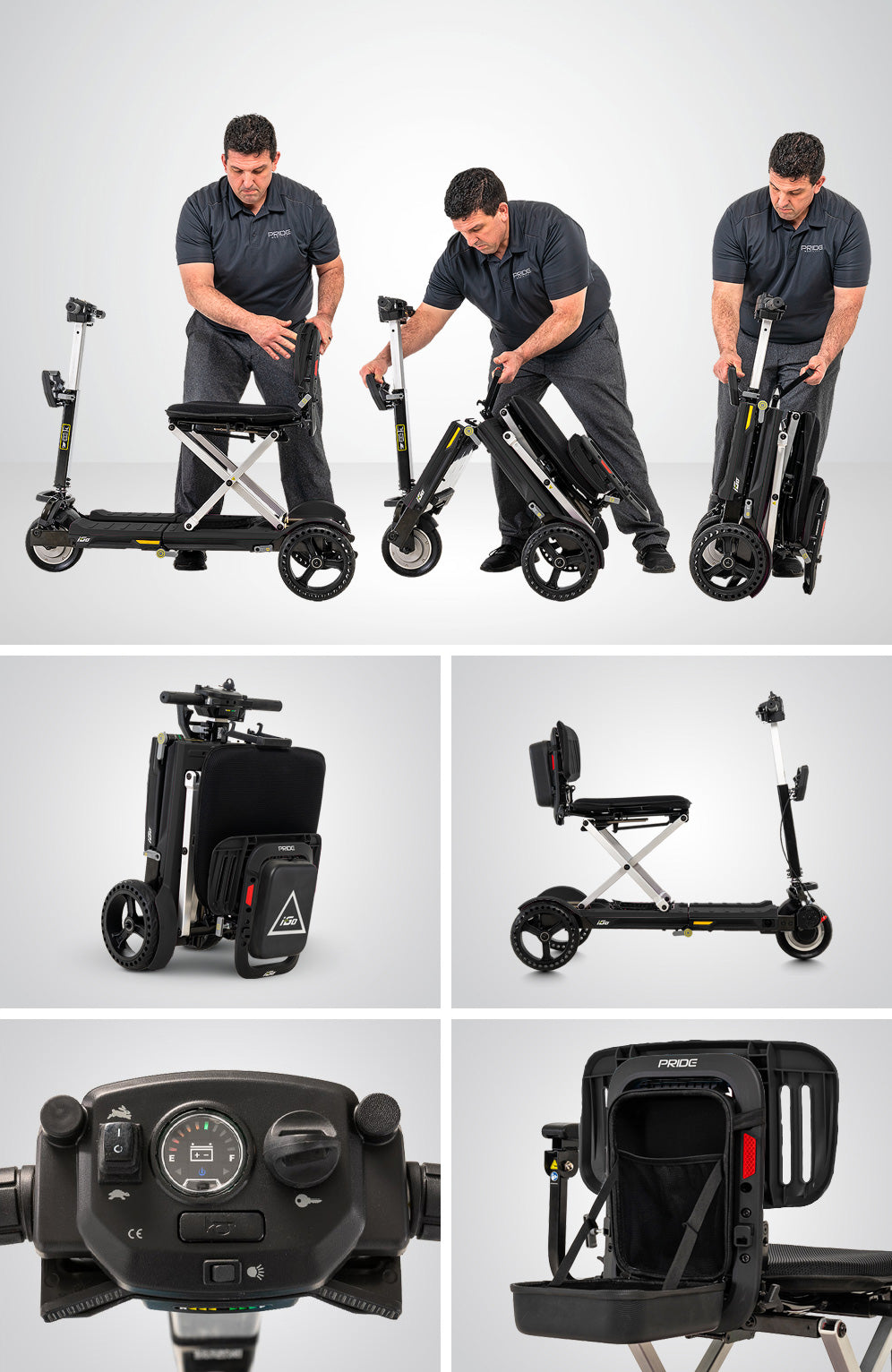 iGo Folding Scooter – Super Portable, Easy Stowage, 32 lbs Disassembly, All-Day Power and Mobility