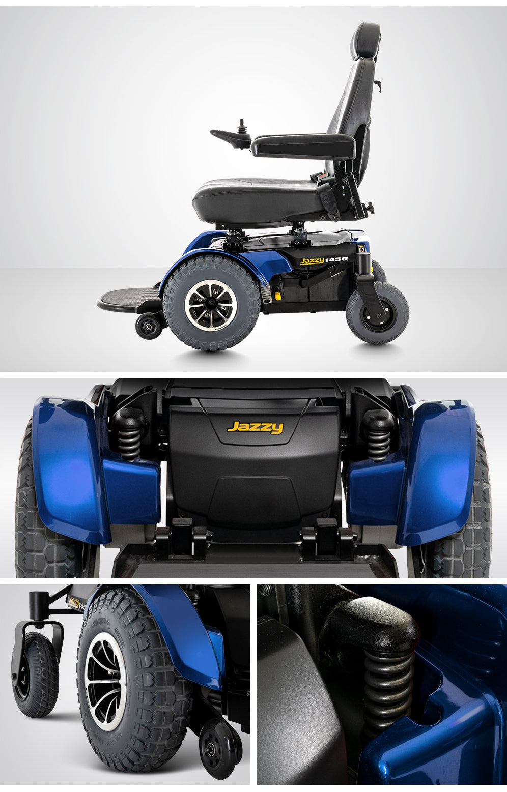 Jazzy 1450 Heavy-Duty Power Chair – Front-Wheel Drive, Knobby Drive Tires, 4.5 MPH Speed for Rugged Terrain