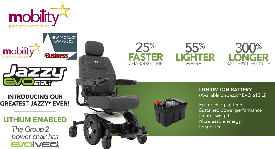 Jazzy EVO 613Li Power Chair – Medicare-Reimbursable, 22” Narrow Base, Lithium-Ion Battery