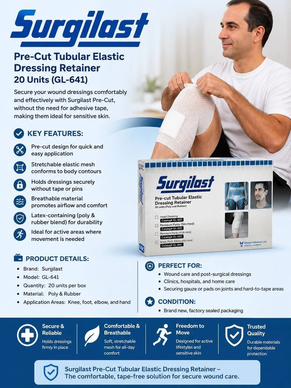 Surgilast Pre-Cut Elastic Net Retainer Dressing Large/X-Large Perineum White NonSterile