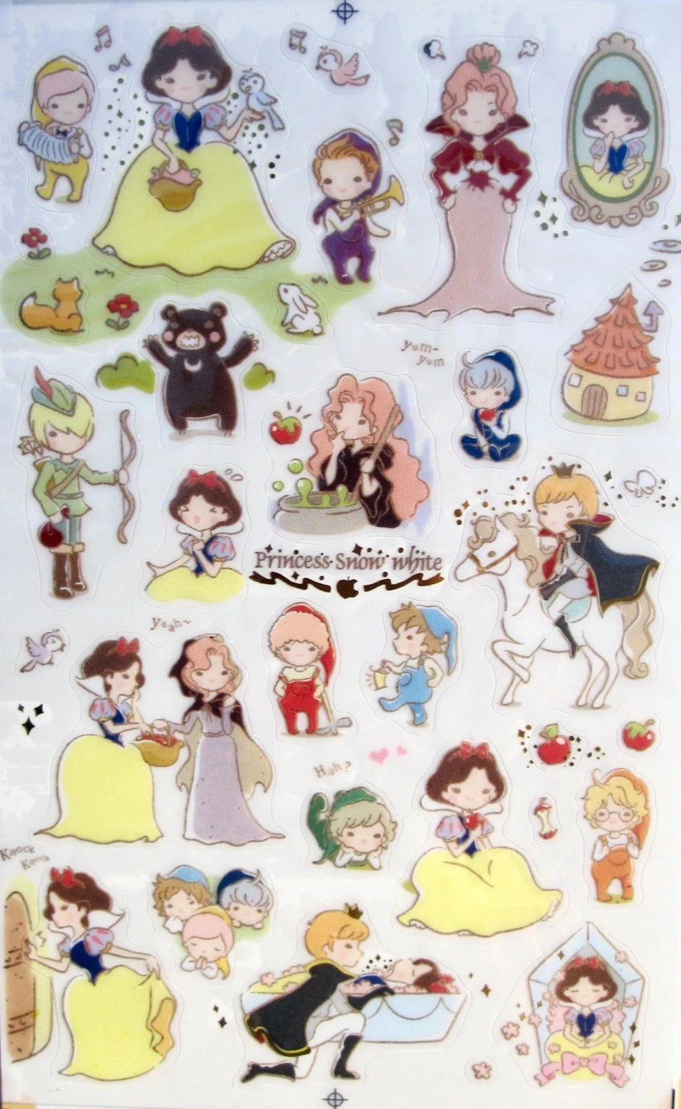 Funny Sticker World Princess Snow White Kawaii Sticker Sheet – Cute PVC Collectible Stickers