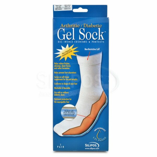 Silipos Arthritic / Diabetic Gel Socks – Crew Style, Closed Toe