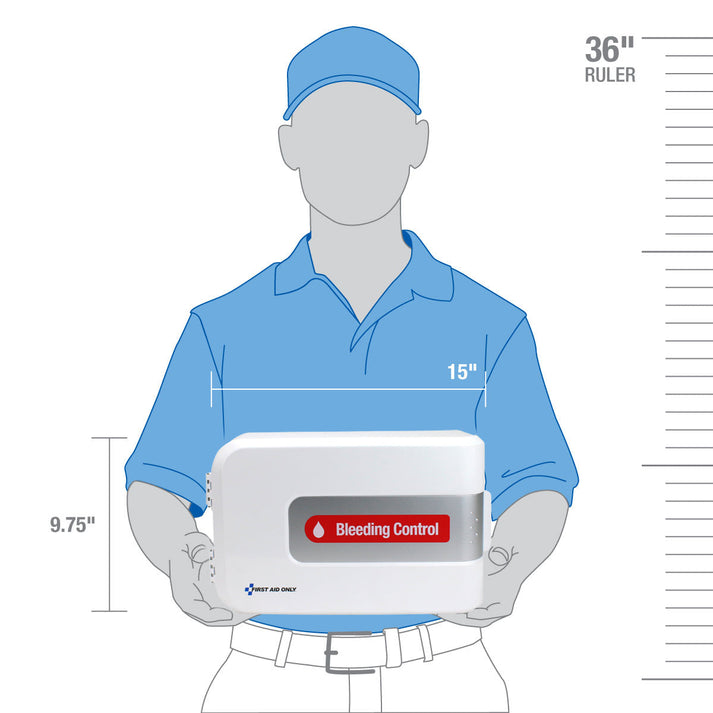 FIRST AID ONLY Bleeding Control Kit – Plastic Cabinet, 4 Person Capacity, 60 Components