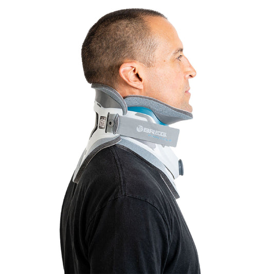 Rigid Cervical Collar with Replacement Pads Pinnacle 172 Preformed Adult One Size Fits Most Two-Piece / Trachea Opening Adjustable Height