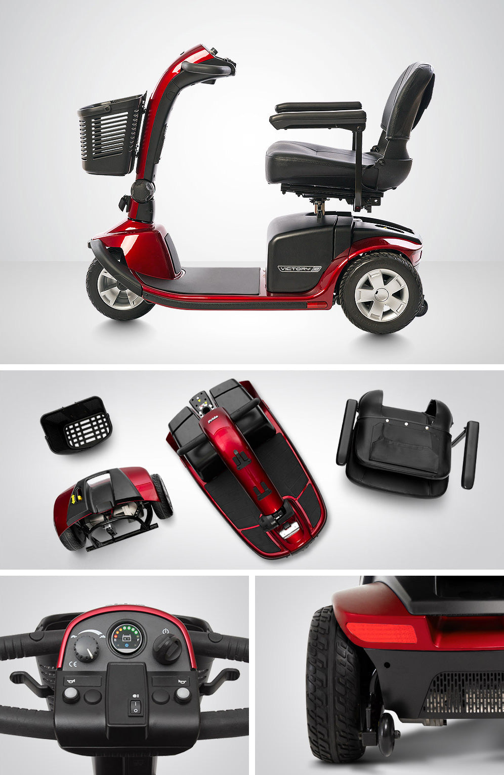 Victory 10 3-Wheel Scooter – One-Hand Disassembly, 16-Mile Range, LED Headlight 40AH Battery