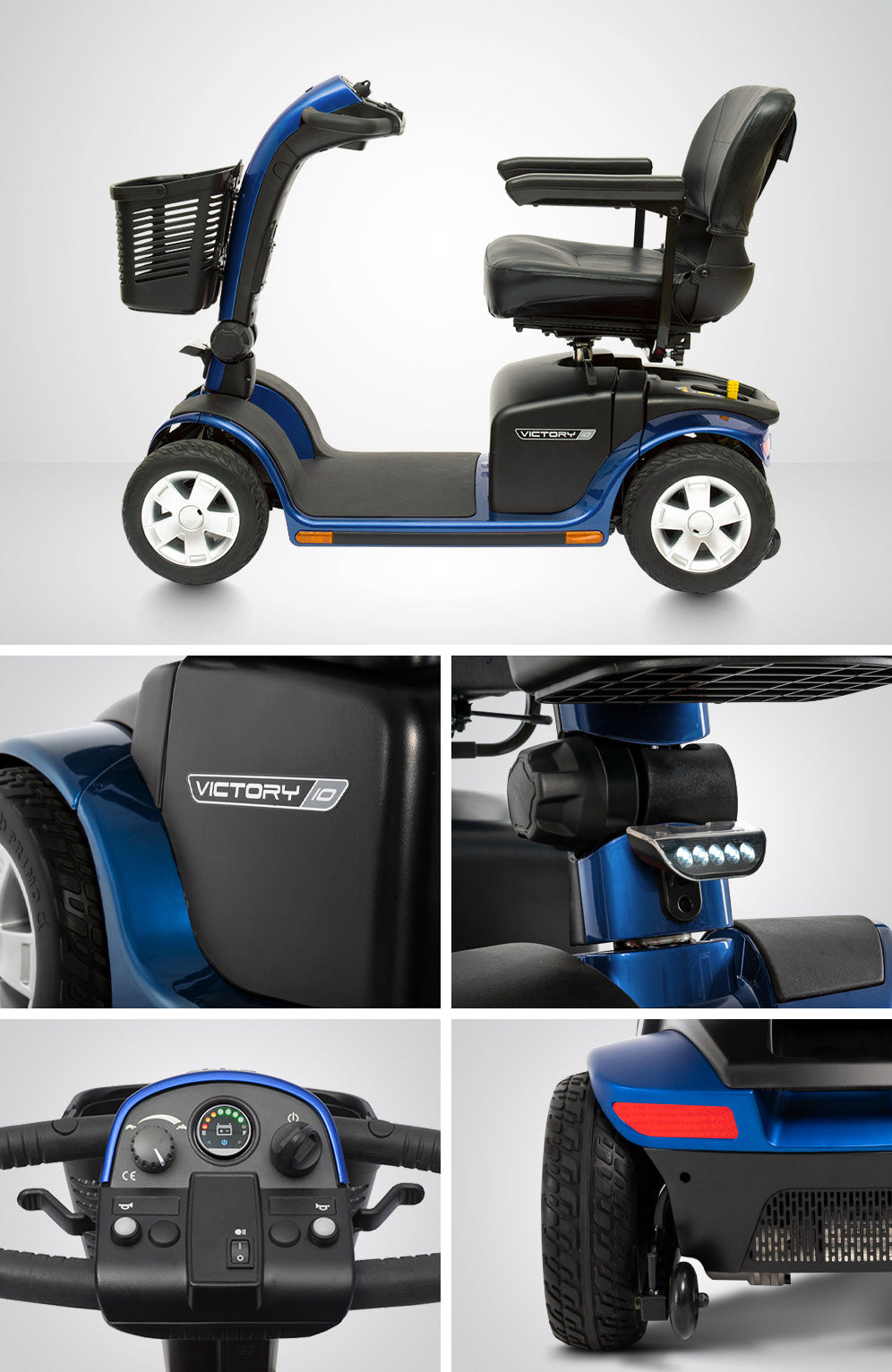 Victory 10 4-Wheel Scooter – One-Hand Disassembly, 16-Mile Range, LED Headlight U1 with EZ Turn Feature