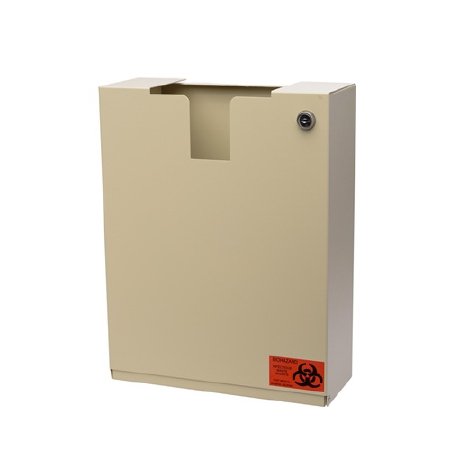 Sharps Container Wall Mount Enclosure Almond, Steel, Non-sterile, Reusable, Key Lock