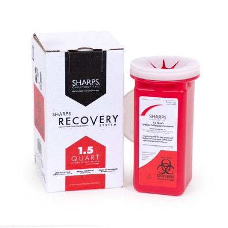 Mailback Sharps Container Sharps Recovery System„¢ Red Base Vertical Entry 0.375 Gallon