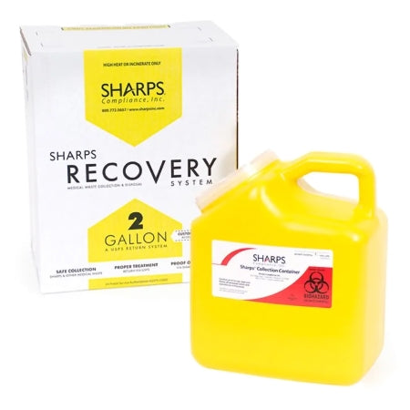 Mailback Chemotherapy Container Sharps Recovery System„¢ Yellow Base 9 L X 6 W X 11 H Inch Vertical Entry 2 Gallon